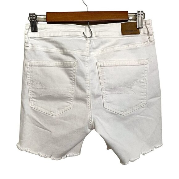 American Eagle Women's White Button Fly High Rise Cut Off Jean Shorts Size 4 - Picture 10 of 10